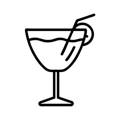 cocktail glass icon, cocktail glass line art - simple line art of cocktail glass, perfect for cocktail glass logos and icons