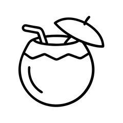 coconut water icon, coconut water line art - simple line art of coconut water, perfect for coconut water logos and icons