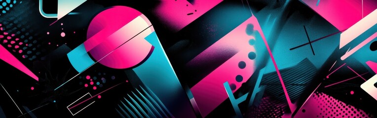 Vivid abstract design featuring vibrant magenta and dynamic shapes for contemporary art enthusiasts