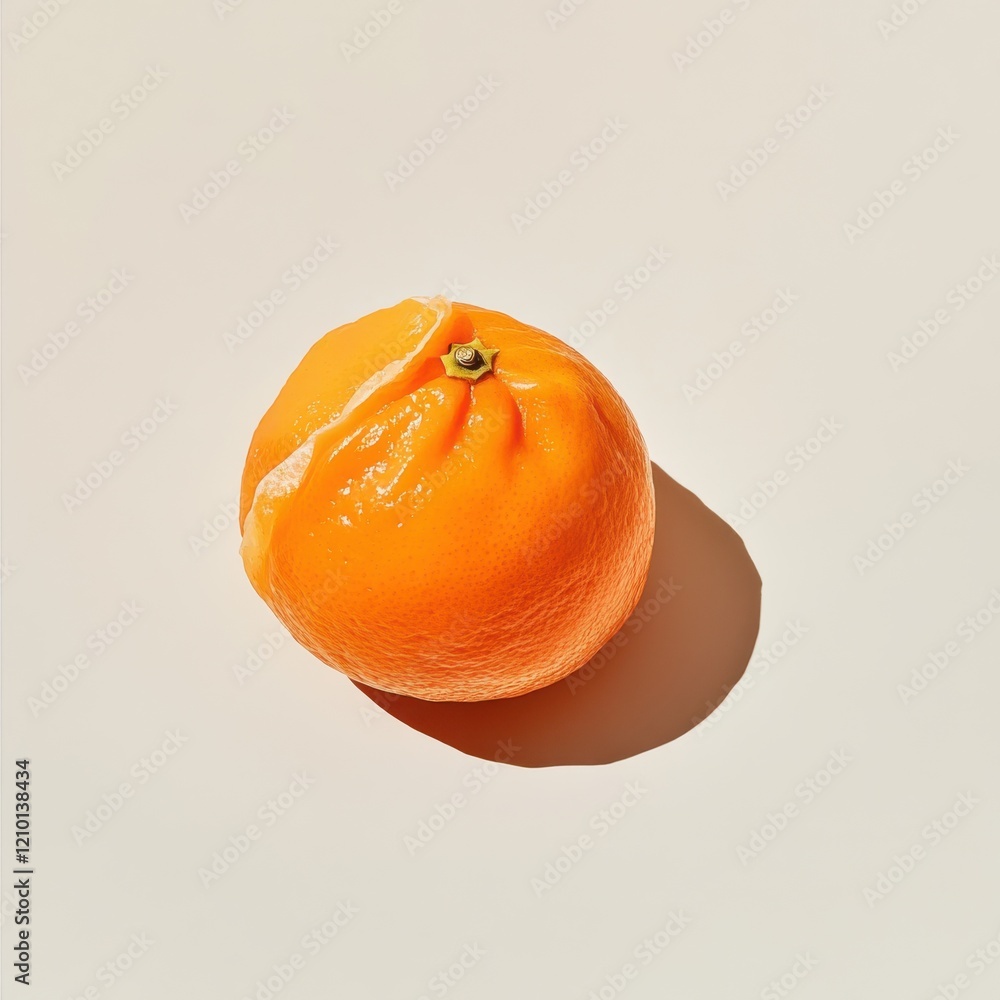 Poster vibrant orange tangerine with a smooth peel rests on a light surface under soft natural light
