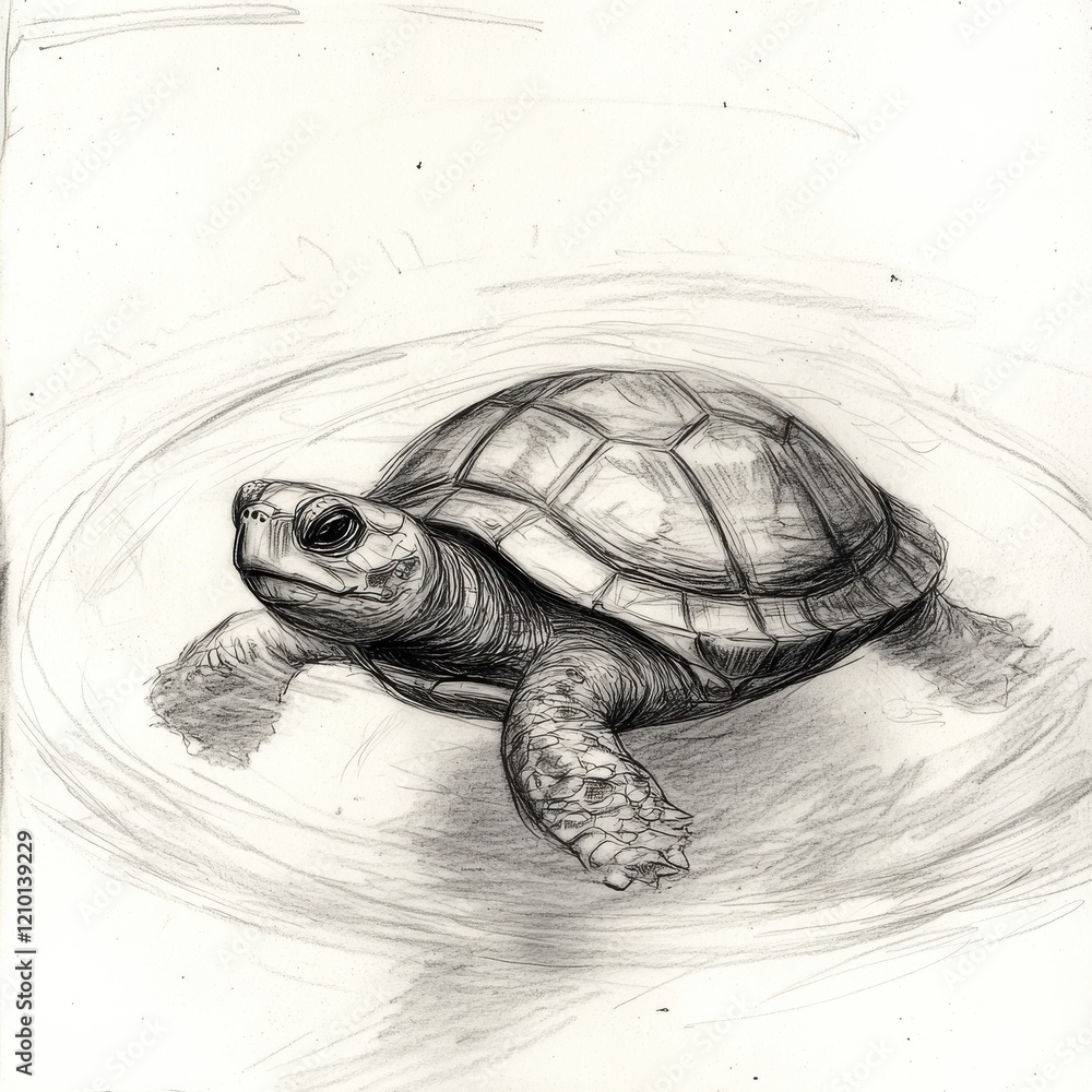 Poster turtle swimming gracefully in a small tank while exploring its aquatic habitat