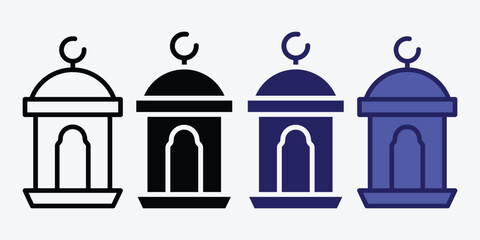 Ramadan Lantern Icon Vector. Ramadan design Elements. Ramadan Icon Bundle. Lanterns Symbol.