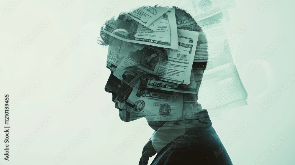 Poster fusion of financial concepts showcasing the relationship between stocks and bonds in a thoughtful hu