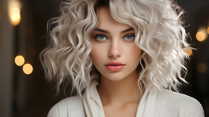 Fototapeta premium Blonde Curly Hair Woman