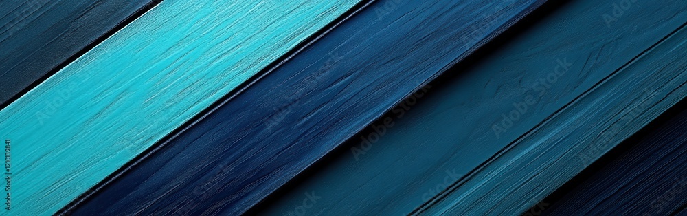 Poster textured diagonal stripe pattern featuring shades of blue and teal with a smooth finish and wood-lik