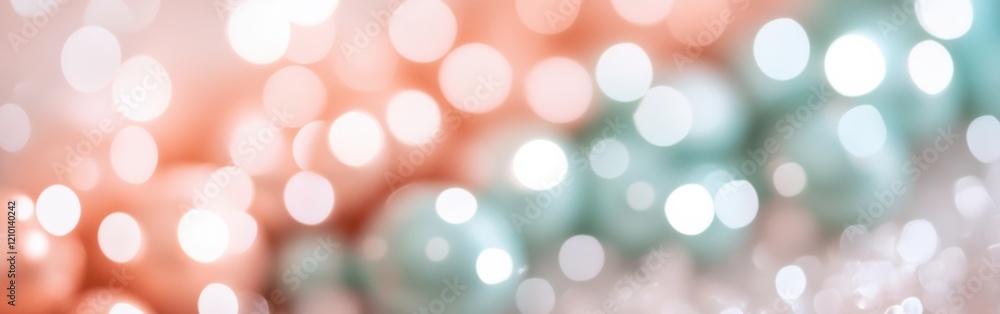Aufkleber Soft pastel gradient blending mint green and peach with shimmering bokeh lights for a dreamy background effect