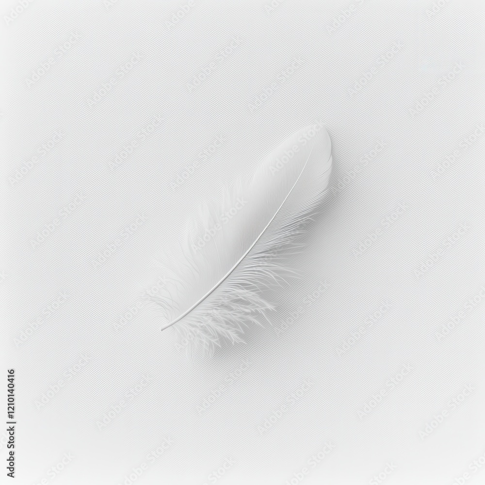 Poster delicate white feather resting softly on a smooth surface in gentle light