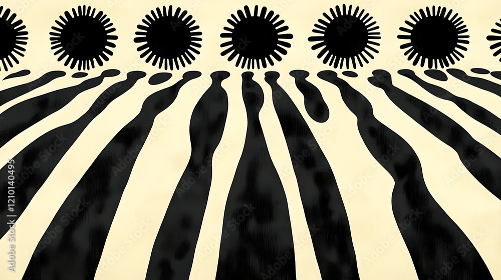 Poster abstract sunburst: a mesmerizing abstract art design features black sunburst patterns that create a 
