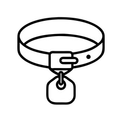 collar with tag icon, collar with tag line art - simple line art of collar with tag, perfect for collar with tag logos and icons