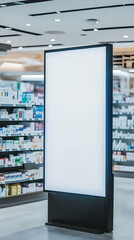Vertical Blank Digital Billboard in an Elegant Pharmacy