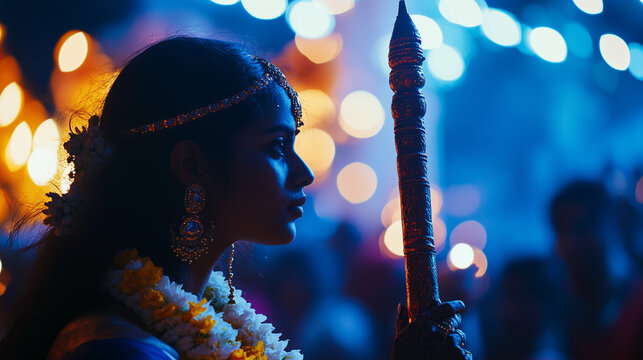 Thaipusam celebration, Goddess Parvati gave a spear (Vel) to Lord Murugan to defeat the demon Soorapadman. Ai generated images