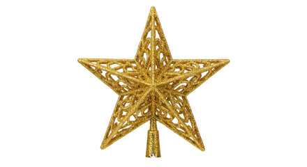  Golden Christmas Tree Star Topper PNG Transparent Background