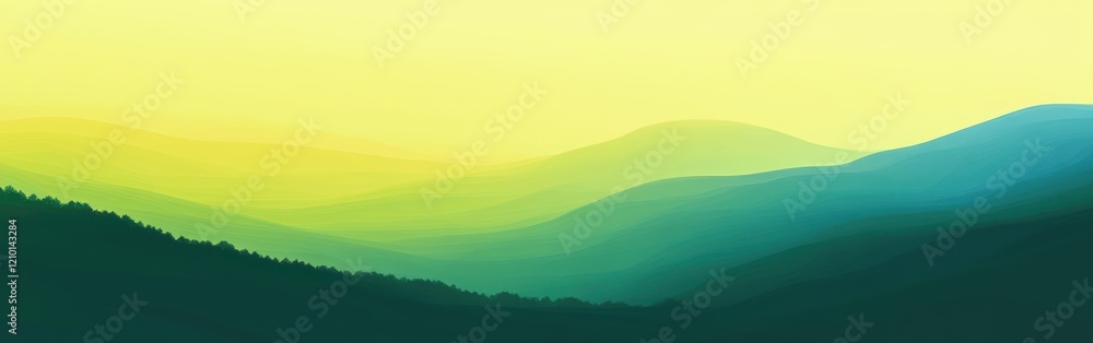 Aufkleber gradient background of blending forest green and yellow hues creates a serene atmosphere in a tranqu