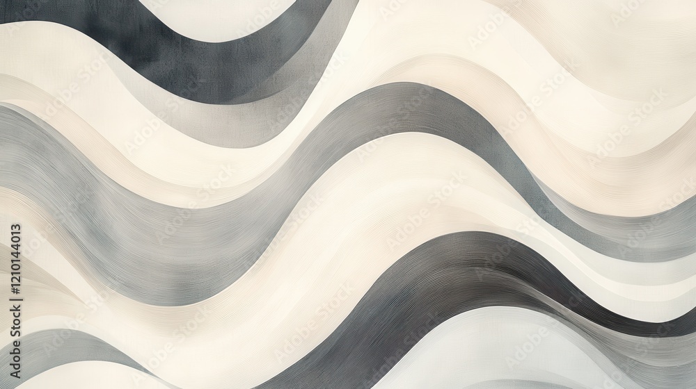 Aufkleber Dynamic wavy background design with soft gray and white tones creating an elegant visual flow and texture