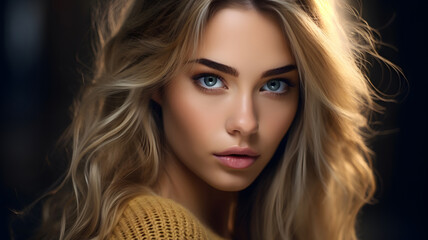 Fototapeta premium Serene Blonde with Blue Eyes