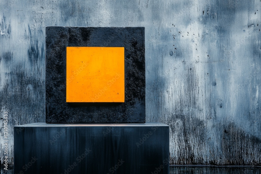 Poster A simple design featuring a yellow square in the center of a neutral gray canvas, creating a bold and modern aesthetic