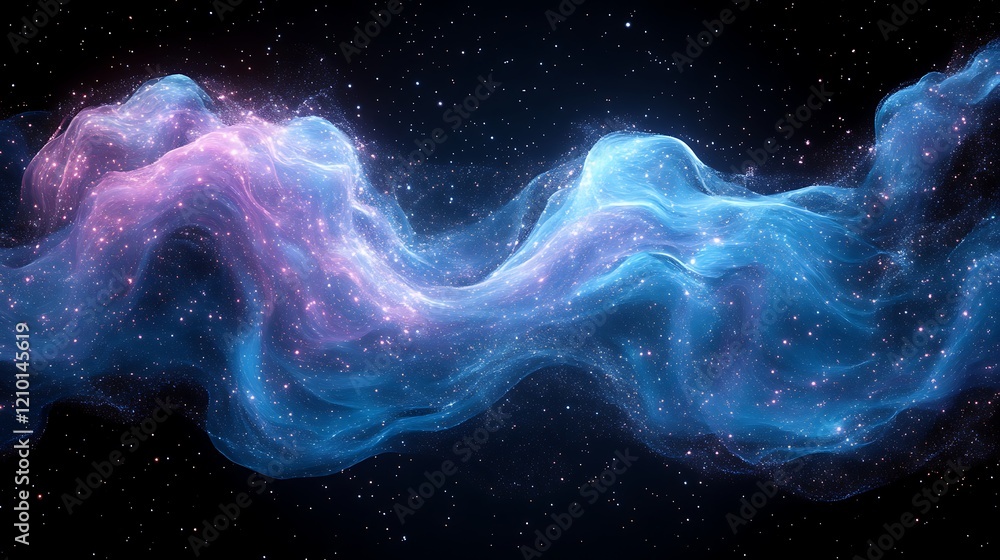 Poster cosmic flow: an abstract nebula swirls in a captivating dance of colors, emanating a sense of wonder