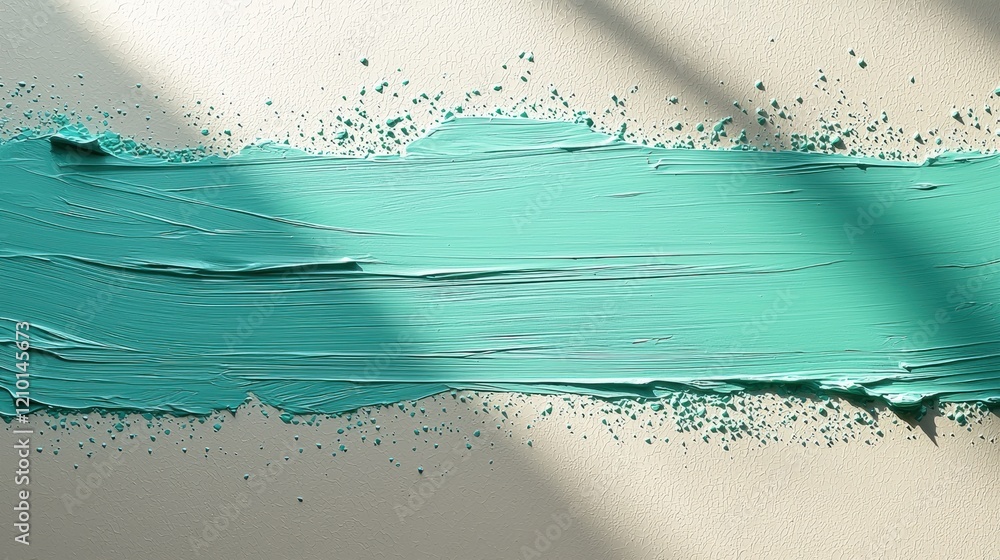 Aufkleber fresh paint on a textured wall with light reflecting through a window during daytime hours in a crea