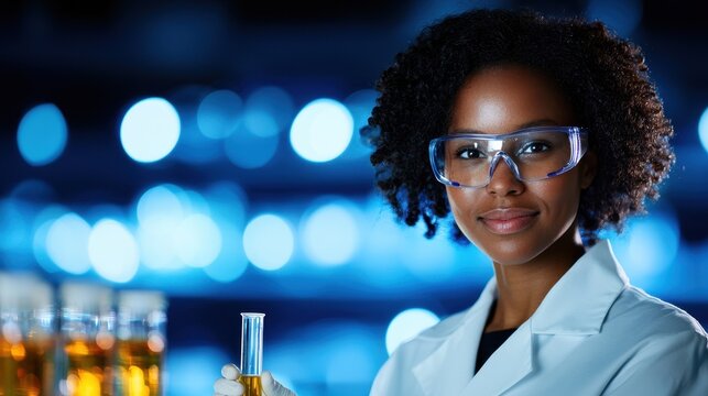 Innovative young scientist conducting experiments modern laboratory high-tech environment close-up perspective