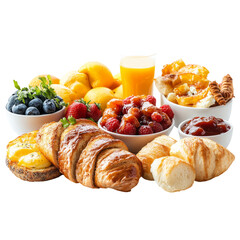 Fresh Breakfast Spread on Isolated Transparent Background