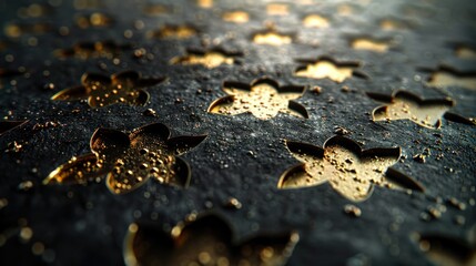 Close-Up of Small Golden Hearts on Black Background – Love Concept