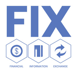 FIX - financial information exchange. acronym business concept. vector illustration concept with keywords and icons. lettering illustration with icons for web banner, flyer, landing page