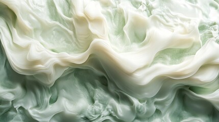 Obraz premium Abstract swirling creamy green and white textures