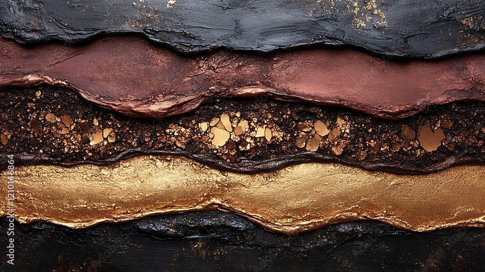 Poster textured gold: a captivating abstract background of layered textures featuring rich black, deep brow