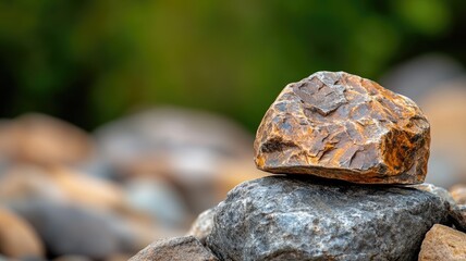 Close-up of stacked rocks with blurred background