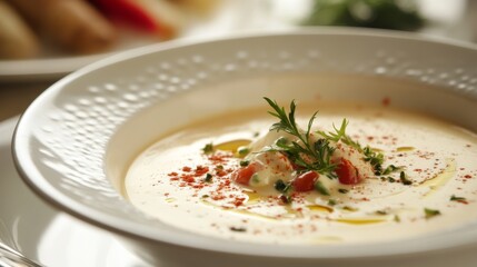 Bowl with sauce, cream, mayonnaise or yogurt. White porcelain cup with fresh dairy product, creamy cheese, sour or sweet swirl mousse with shadow isolated on background, realistic vector illustration