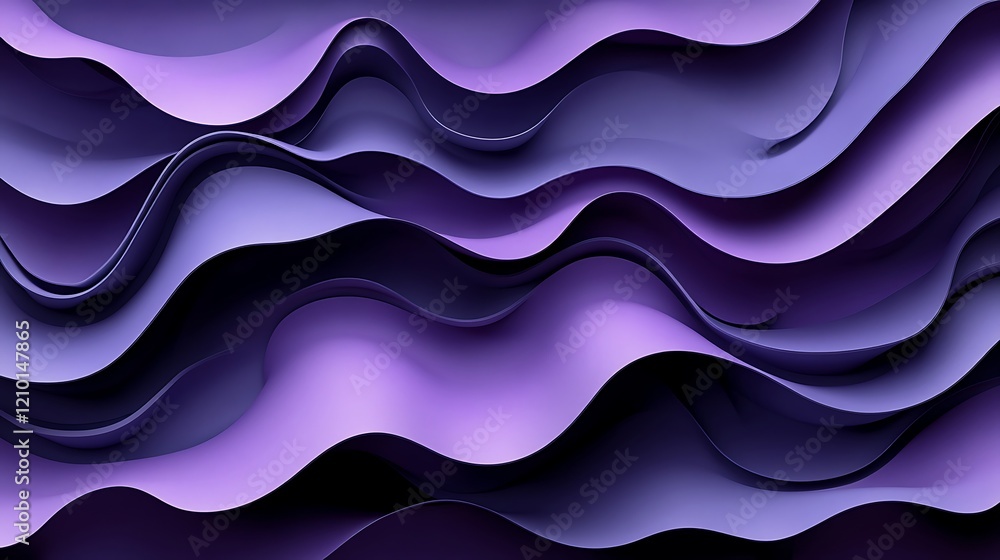 Aufkleber abstract purple waves: an elegant and mesmerizing abstract image featuring flowing, layered waves in