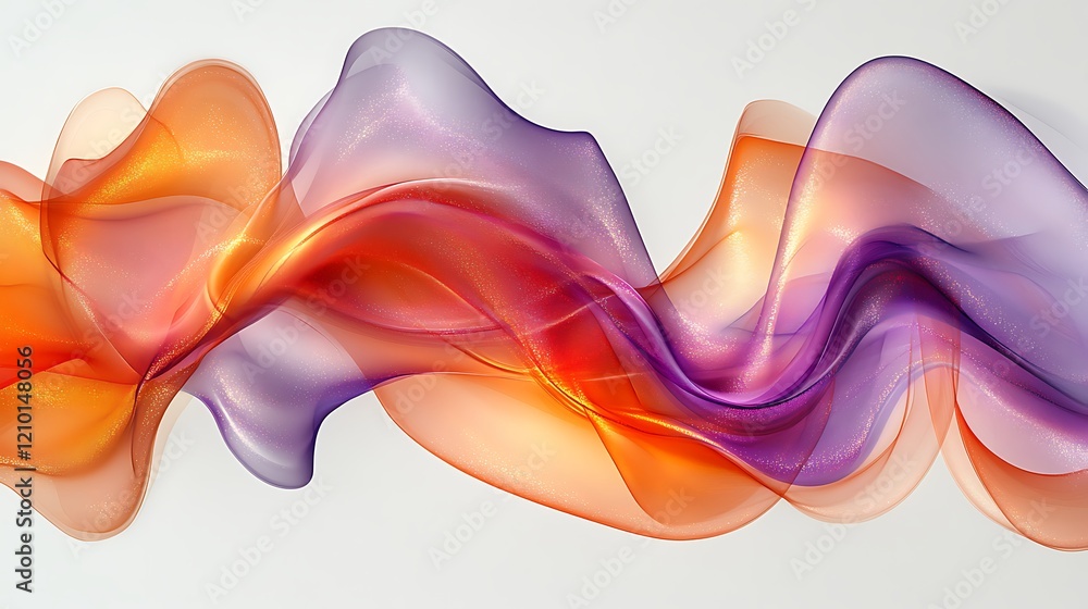 Poster fluid abstract: swirling forms of translucent orange and purple create a dynamic and captivating abs