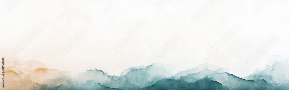 Poster Calm minimalist landscape created with soft pencil strokes on a white canvas emphasizing serene hues and gentle forms