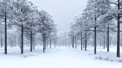 Obraz premium Exploration of a winter wonderland a snowy forest scene with majestic pine trees tranquil nature environment serene viewpoint