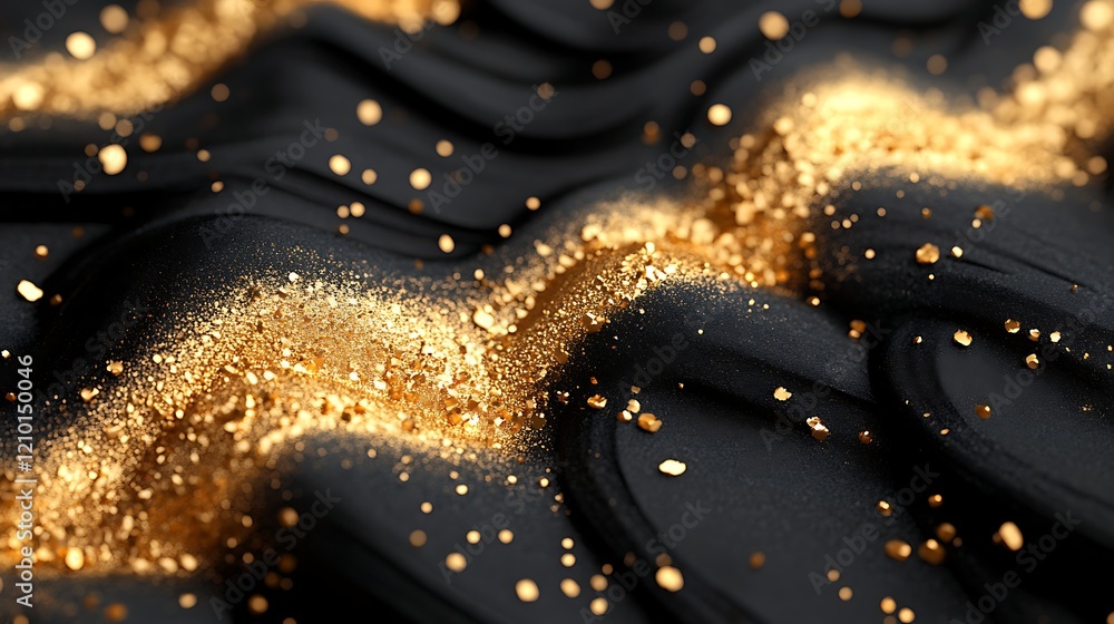 Poster black gold abstract: luxurious abstract texture featuring a dramatic interplay of deep black and shi
