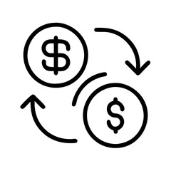 currency exchange icon, currency exchange line art - simple line art of currency exchange, perfect for currency exchange logos and icons