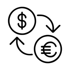 currency exchange icon, currency exchange line art - simple line art of currency exchange, perfect for currency exchange logos and icons