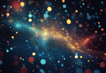 Vibrant abstract background with colorful bokeh lights and stars
