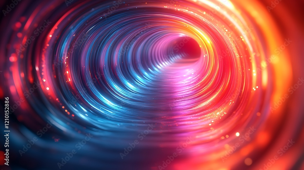 Poster neon vortex tunnel: abstract vibrant swirling tunnel of neon light, creating a mesmerizing and dynam