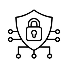 cybersecurity icon, cybersecurity line art - simple line art of cybersecurity, perfect for cybersecurity logos and icons