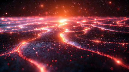 Glowing Red and Orange Cosmic Nebula Abstract Background