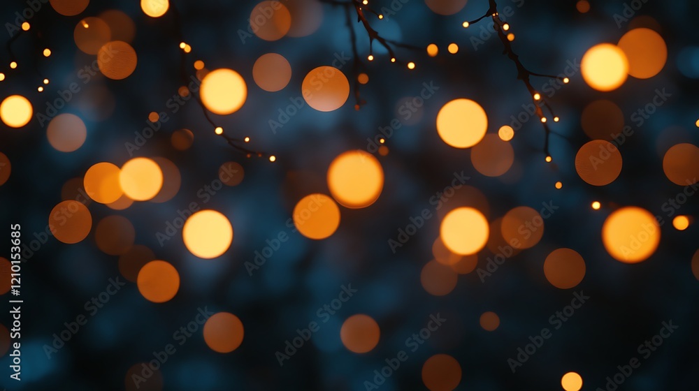 Poster bokeh of warmth: a captivating abstract image featuring out-of-focus warm lights, creating a dreamli