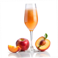 Fototapeta premium glass of juice with peach isolated on white