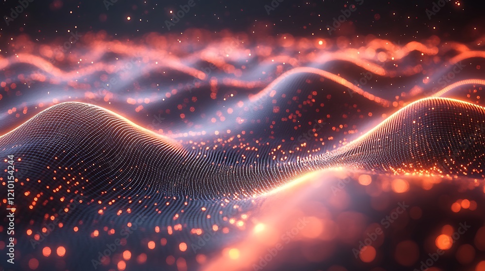 Poster abstract energy flow: a mesmerizing digital rendering of flowing energy, depicted as undulating wave