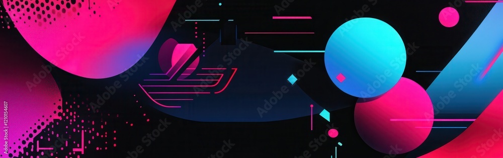 Aufkleber Vibrant abstract design featuring bold magenta and blue shapes in a dynamic composition
