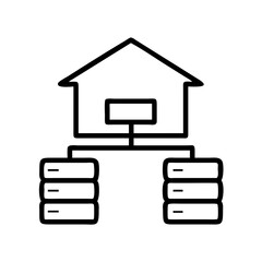 data warehouse icon, data warehouse line art - simple line art of data warehouse, perfect for data warehouse logos and icons
