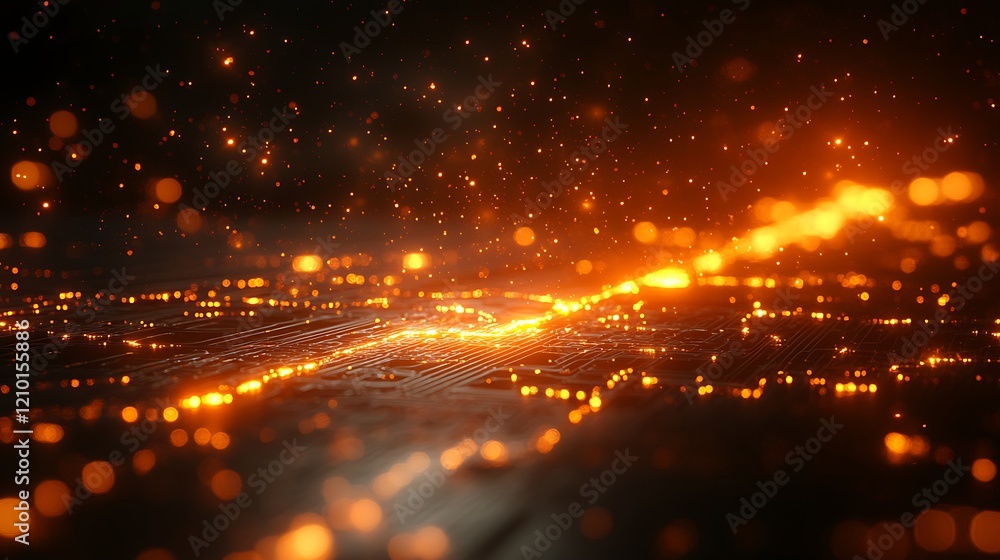 Poster city lights at night: a captivating view of a cityscape at night, illuminated by a myriad of warm, g