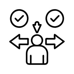 decision making icon, decision making line art - simple line art of decision making, perfect for decision making logos and icons