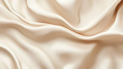 Selbstklebende Fototapeten Soft beige fabric draping gracefully, showcasing smooth texture and gentle curves in a calming setting © vadosloginov