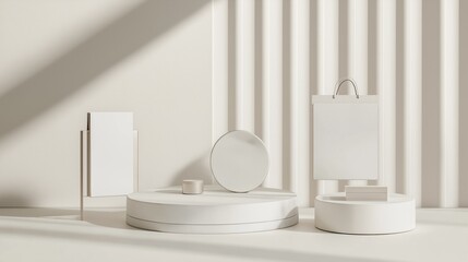 Fototapeta premium A collection of cosmetic and beauty products arranged on a white background.